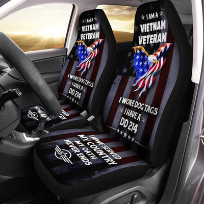Set of 2 universal fit, United States "I have DD 214" veteran car seat covers - Galaxate