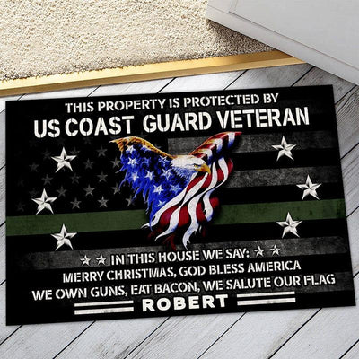 Veteran door mat - This property is protected by proud US Veteran - Galaxate