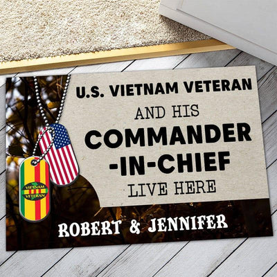 Personalized door mat with your name - For Vietnam Veteran - Galaxate