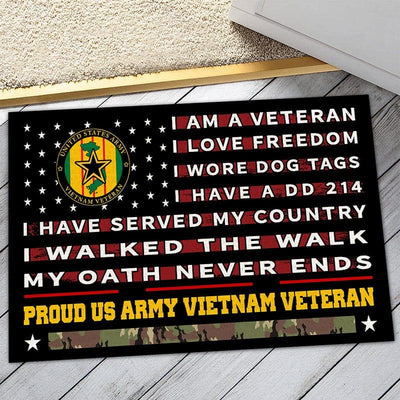 Personalized veteran door mat with your name - Vietnam Veterans - Galaxate