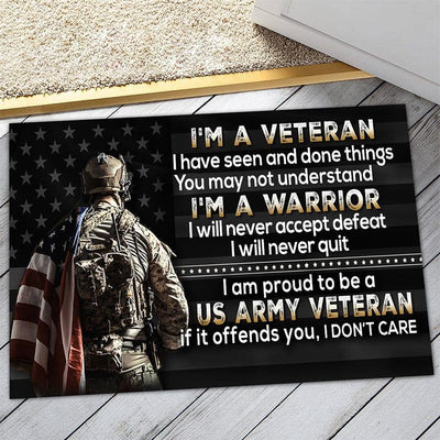 Veteran door mat with your name - I am a warrior - Galaxate