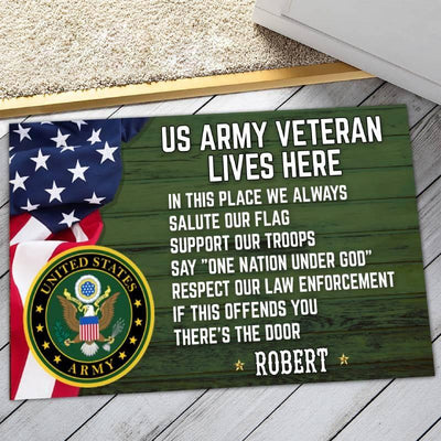 Veteran door mat with your name - Salute our flag - Galaxate