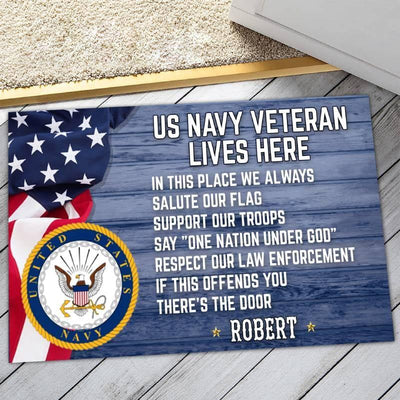 Veteran door mat with your name - Salute our flag - Galaxate