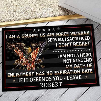 Veteran door mat with your name - Retro eagle - Galaxate