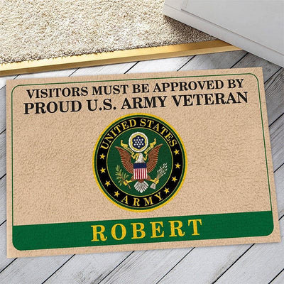 Veteran door mat with your name - Approved by proud - Galaxate