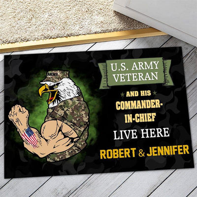 Personalized door mat with your name - Eagle in uniform - Galaxate