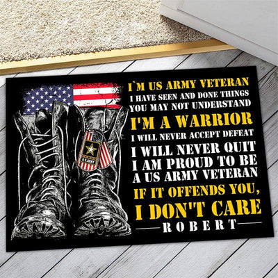 Veteran door mat with your name - I will never quit - Galaxate