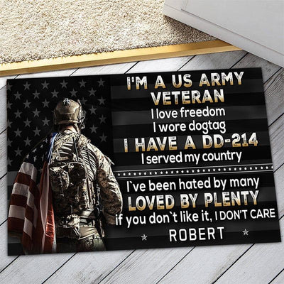 Veteran door mat with your name - Patriotic Veteran - Galaxate