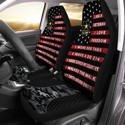 Set of 2 universal fit, United States "Freedom-loving veteran" veteran car seat covers - Galaxate