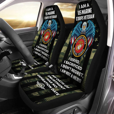 Set of 2 universal fit, United States "I am not a hero" veteran car seat covers - Galaxate