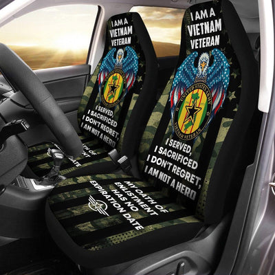 Set of 2 universal fit, United States "I am not a hero" veteran car seat covers - Galaxate