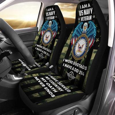 Set of 2 universal fit, United States "I wore dogtags" veteran car seat covers - Galaxate