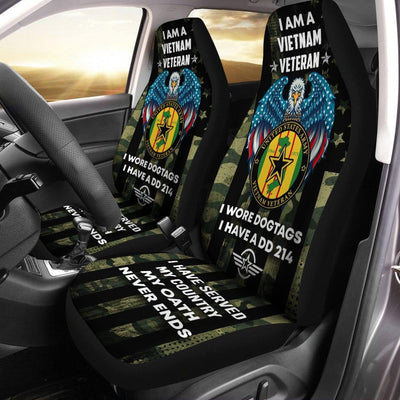 Set of 2 universal fit, United States "I wore dogtags" veteran car seat covers - Galaxate