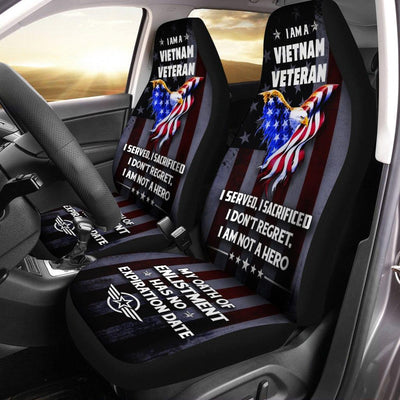 Set of 2 universal fit, United States "My oath has no expiration date" veteran car seat covers - Galaxate