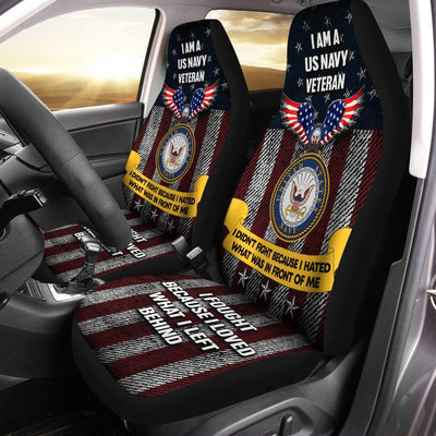 Set of 2 universal fit, United States "I didn`t fight because I hated" veteran car seat covers - Galaxate