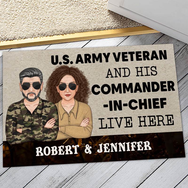 Personalized Door Mat for Army Veteran - Commander-in-Chief – Galaxate