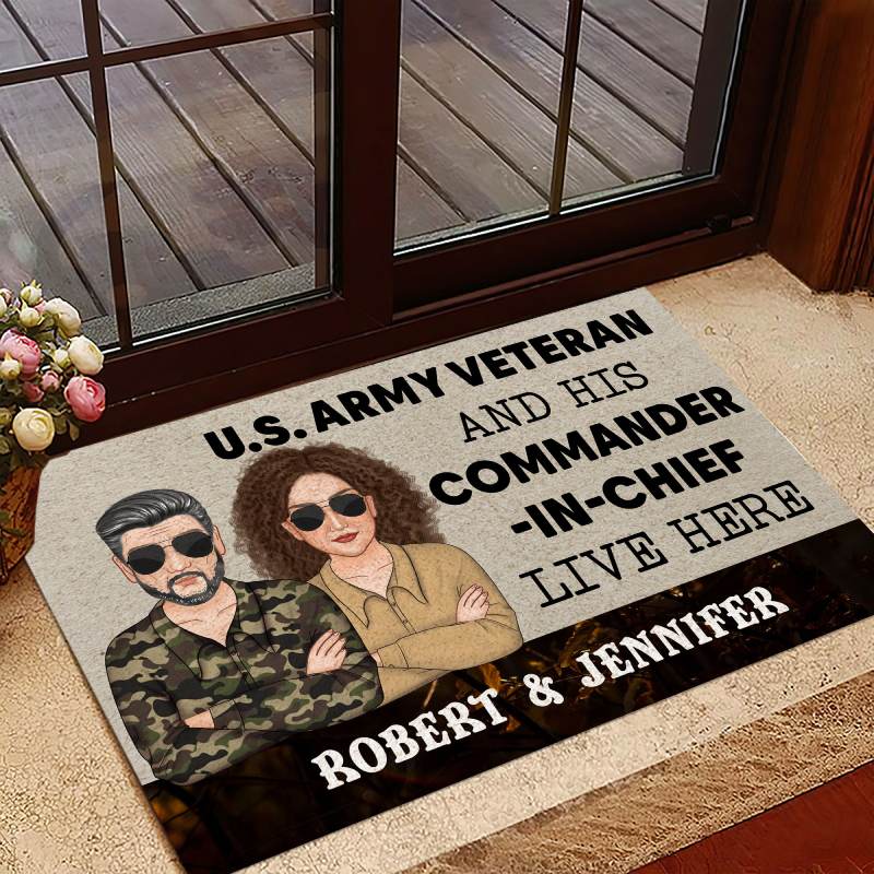 Personalized Door Mat for Army Veteran - Commander-in-Chief – Galaxate