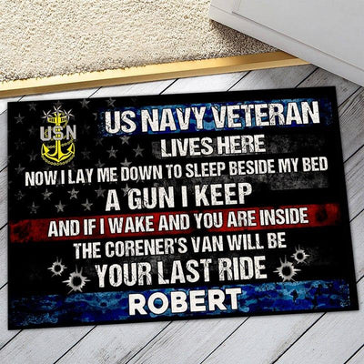 Veteran door mat with your name - Watch out for me - Galaxate