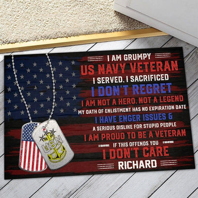 Personalized door mat with your name - Proud to be a Veteran - Galaxate