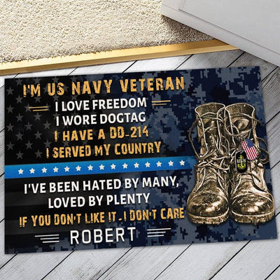Veteran door mat with your name - I don't care - Galaxate