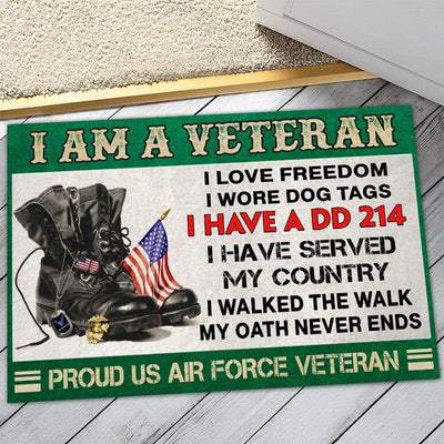 Veteran door mat with your name - I'm a patriot - Galaxate