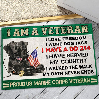 Veteran door mat with your name - I'm a patriot - Galaxate