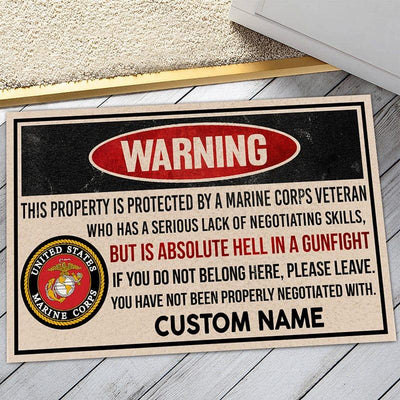 Personalized door mat with your name - Proud veteran lives here - Galaxate