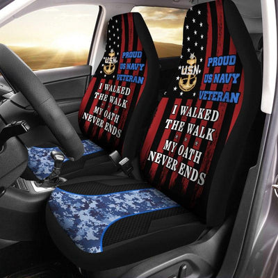 Set of 2 universal fit, United States "My oath never end" veteran car seat covers - Galaxate
