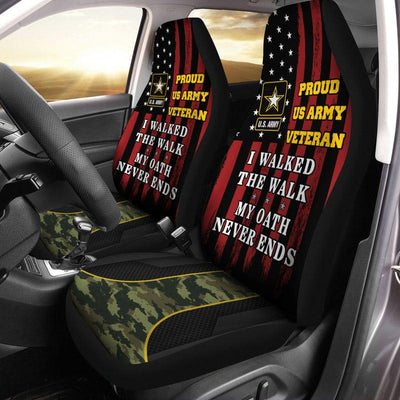 Set of 2 universal fit, United States "My oath never end" veteran car seat covers - Galaxate