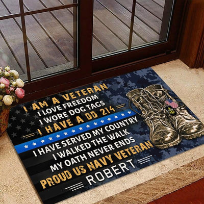 Veteran door mat with your name - I have served my country - Galaxate