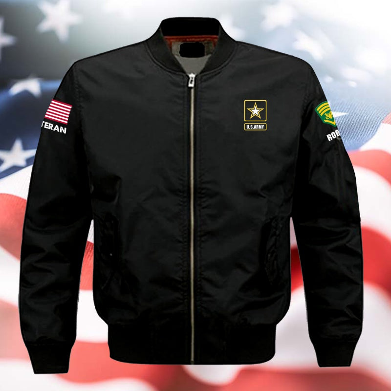 Personalized Quilted Bomber Jacket For a Veteran - I Love Freedom ...