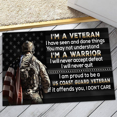 Veteran door mat with your name - I am a warrior - Galaxate