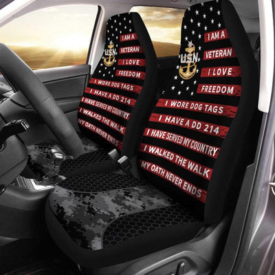 Set of 2 universal fit, United States "Freedom-loving veteran" veteran car seat covers - Galaxate