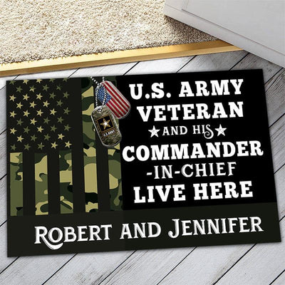 Personalized door mat with your name -  Military flag - Galaxate