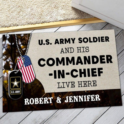Personalized door mat with your name - For US military - Galaxate