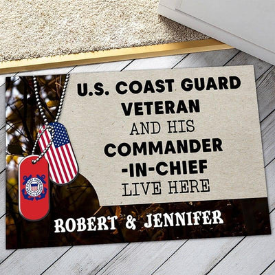 Personalized door mat with your name - Coast Guard Veteran - Galaxate
