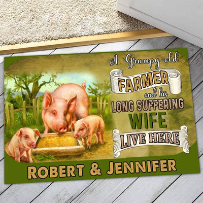 Personalized farm door mat - Happy family lives here - Galaxate