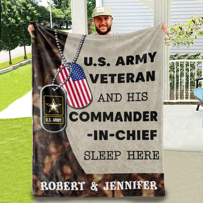 Personalized Veteran blanket - Commander-in-chief sleep here - Galaxate