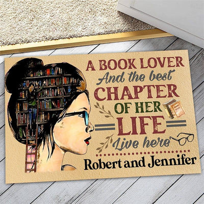 Personalized booklover door mat with your name - Library - Galaxate
