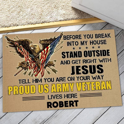 Veteran door mat with your name - Guard eagle - Galaxate