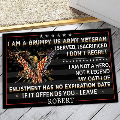 Veteran door mat with your name - Retro eagle - Galaxate