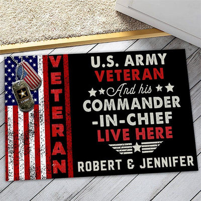 Personalized door mat with your name - Patriotic veteran - Galaxate