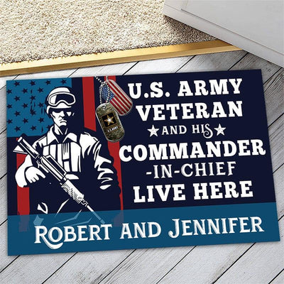 Personalized door mat with your name -  American soldier - Galaxate
