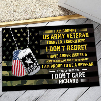 Personalized door mat with your name - Grumpy veteran - Galaxate