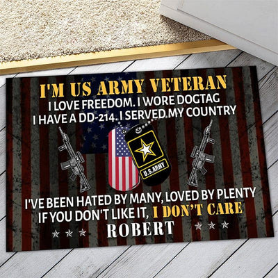 Veteran door mat with your name - I love freedom - Galaxate