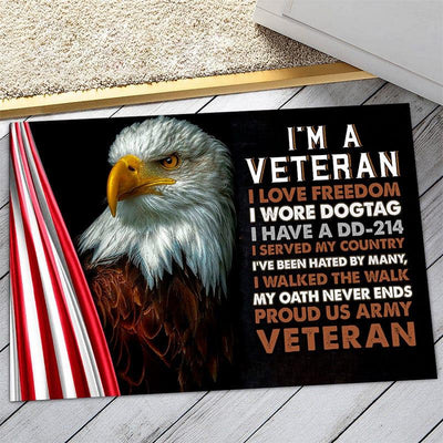 Veteran door mat with your name - I am a Veteran - Galaxate