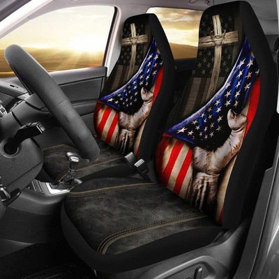 Set of 2 universal fit, United States "Faith" car seat covers - Galaxate