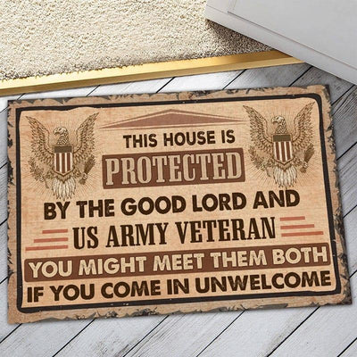 Veteran door mat - This house is protected - Galaxate