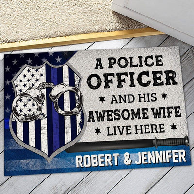 Door mat -  Police officer lives here - Galaxate