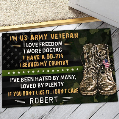 Veteran door mat with your name - I don't care - Galaxate